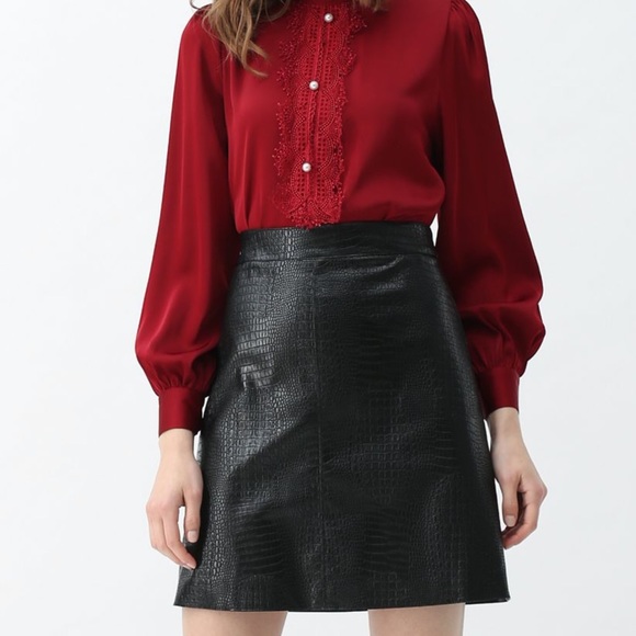 Chicwish Dresses & Skirts - Chicwish Crocodile Print Faux Leather Skirt